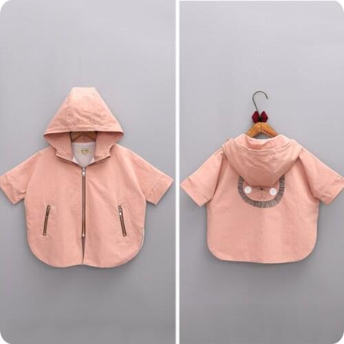 2016 Korean Girl Childrens Garment Autumn New Pattern Girl Baby Back Cartoon Printing Loose Coat Jacket Defence Windbreaker