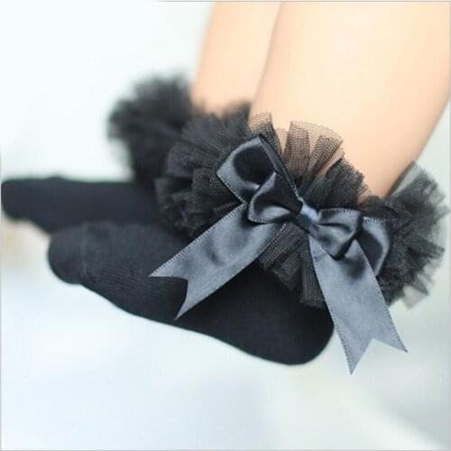 Kids knee high leg warmers Girls Baby Socks Silk Ribbon Bowknot Lace Ruffle Cotton Ankle leg warm Photography Props