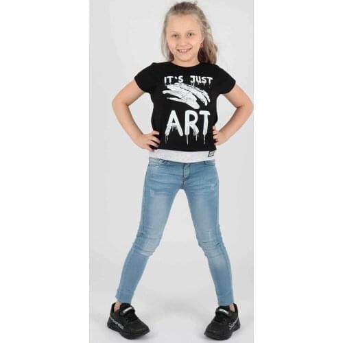 Black Pattern Girl Clothing Tshirt Kids Tops Children T-shirts for Baby Girl Sleeveless Tshirts Toddlers Tops For Summer Spring