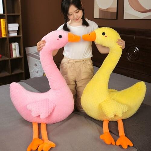 50/60/70/90CM New Huaggble Big Plush Goose Toy Giant SIze Long Neck Goose Lifelike Animal Doll toys for Kids Birthday Gift