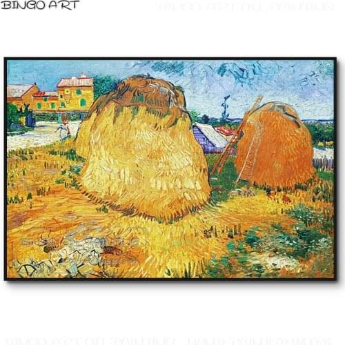 Skilled Artist Hand-painted High Quality Van Gogh Landscape Wheat Heap Oil Painting Wheat Heap Oil Painting for Wall Decoration