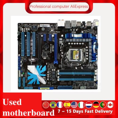 For ASUS P7P55D Motherboard LGA 1156 DDR3 16GB For Intel P55 P7P55 Desktop Mainboard SATA II PCI-E X16 Used AMI BIOS