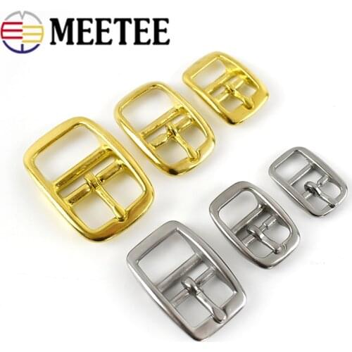 Meetee 2/5pc 16/20/26mm Pure Copper Belt Buckle Metal Brass Pin Buckles Bags Strap Adjustment Hook DIY Leather Decor Accessories