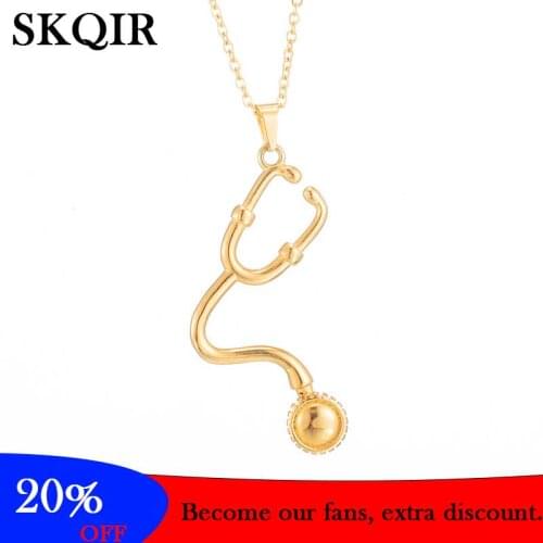 Cute Romatic Medical Colar For Lover Gold Color Necklace Stethoscope Dangle Listen Your Heartbeat Kolye Nurse Women Doctor Gift