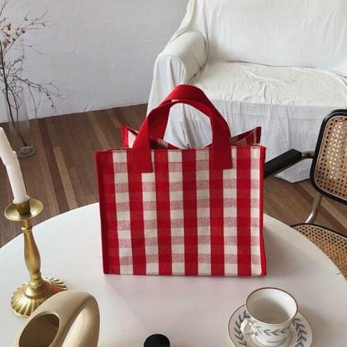 Fashion Cute Women Bag Canvas Bags Plaid Bag Female Handbag Girl Bolsas Lady Bag Totes Bags Big Travel Bags