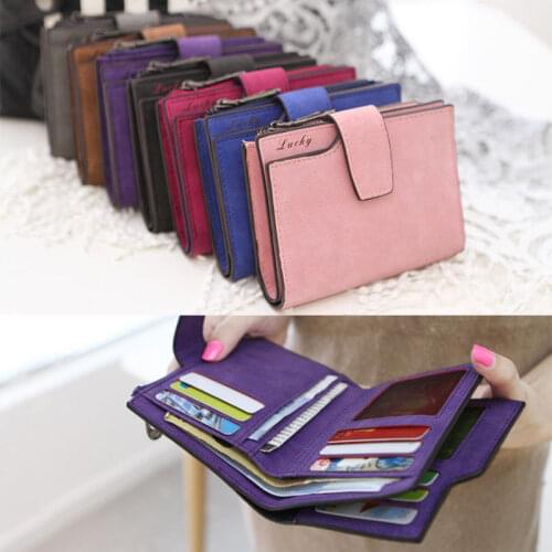 Fashion Womens Wallets Frosted PU Leather Short Wallet For Woman Zipper Hasp Mini Coin Purse Lady Small Wallets ID Holders