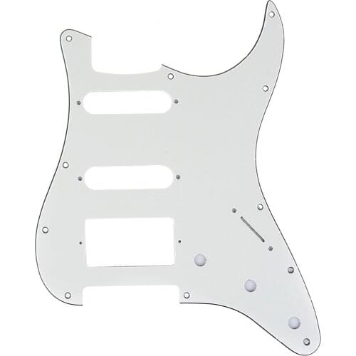 Musiclily Pro 11-Hole Modern Style Strat HSS Pickguard for American Stratocaster Guitar, 3Ply Parchment