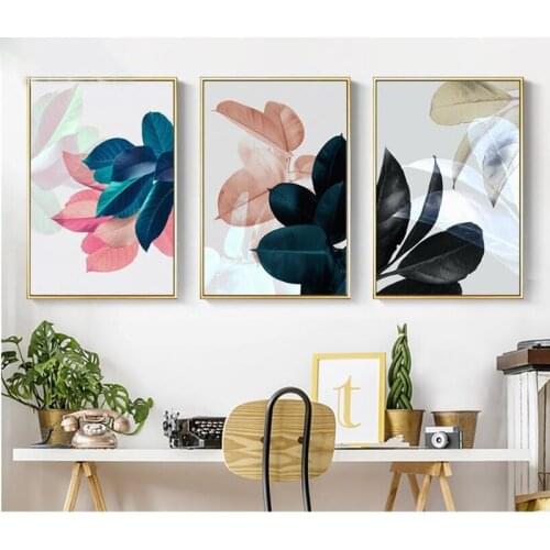Colorful Leaves Wall Pictures for Living Room Home Decoration Nordic Plants Poster Wall Art Canvas Painting Posters and Prints