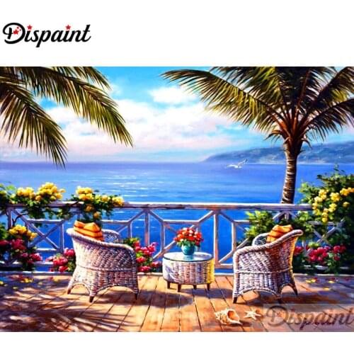 Dispaint Full Square/Round Drill 5D DIY Diamond Painting "Chair scenery" Embroidery Cross Stitch 3D Home Decor A12539
