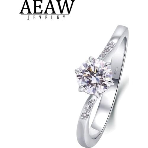 D color Round Excellent Cut 0.5Ct carart 5.0mm Moissanite Engagement Ring Little Luxury Ring for Women Solid 14K White Gold Fine