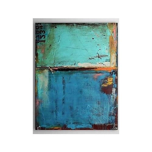 One Oil Painting Vintage Abstract Canvas Art Blue Color Painting with Numbers Hand-painted Canvas Wall Pictures for Living Rooms