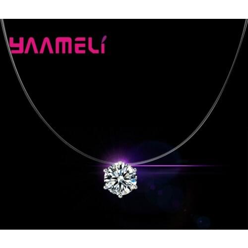 Super Shining 6 claws Cubic Zirconia 925 Sterling Silver Colorful Necklace Pendnat For Women Ladies Crystal Jewelry