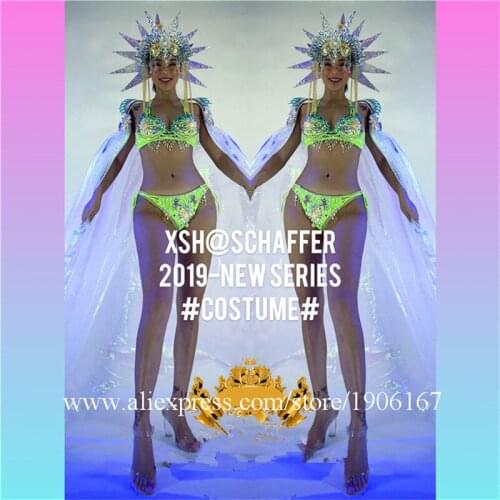 Christmas Halloween Sexy Lady Party Evening Dress With Mermaid Headdress Catwalk Models TV Show Dance Team Bikini Suit Clothes