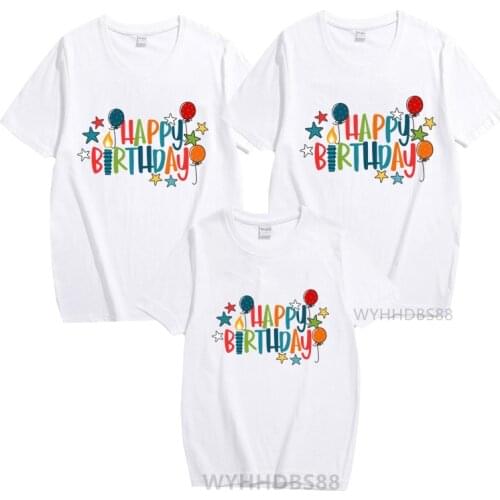 Family Matching Clothing Happy Birthday Party T-shirt Mom, Dad, Daughter Son T-shirt Family Dress Up T-shirt