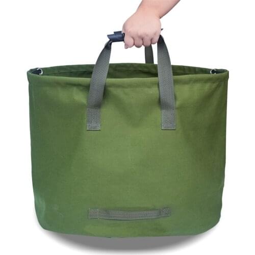 63 Gallons Collapsible Garden Bag Canvas Reusable Gardening Bag Water Resistant Garden Leaf Waste Bag Waste Sack Yard Waste Bag