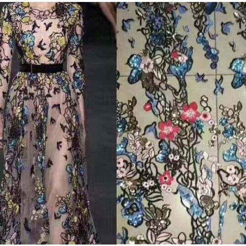 5 yards African SYJ-6413 tulle Lace with sequins Bridal Tulle lace Fabric hot sale embroider net Lace Nigeria lace fabric