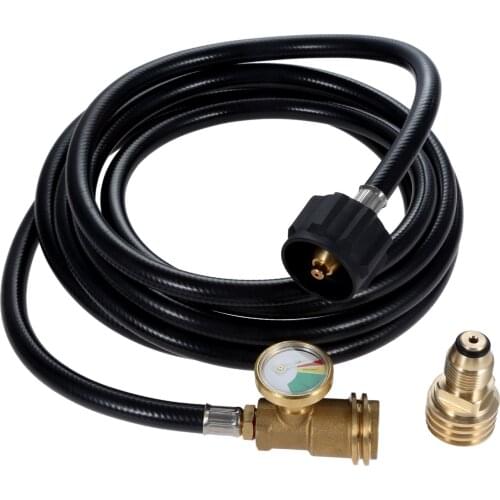 12 FT Propane Tank Extension Hose Propane Tank Adapter Gauge Leak Detector for Gas Grill Heater and All Other Propane Appliances