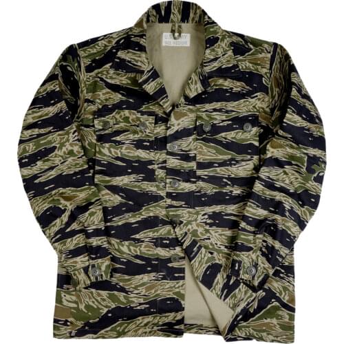 Military Shirt Tactical Workout TCU Jacket Vietnam Tiger Stripes Camo Combat Field Running Jacket Soldier Retro WW2 Twill Cotton