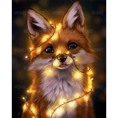 Animal Full Drill 5D DIY Diamond Painting Fox Art with Tools Accessories Crystal Rhinestone Kits for Home Decoration Family Gift