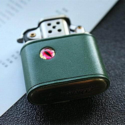 Zorro Leather, hand-stitched bronze, vintage mens kerosene lighter, windproof