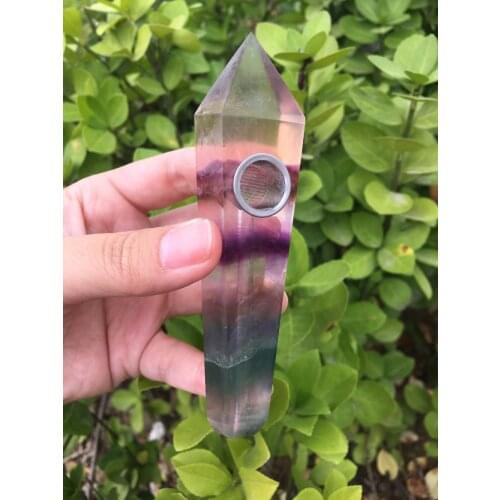 1pcs Natural fluorite Quartz Crystal Smoking Tobacco Pipe Cigarette Wand Healing