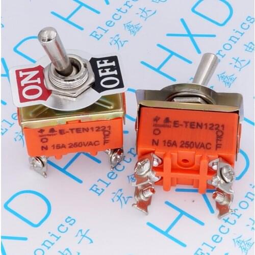 10pcs Toggle Switches E-TEN1221 250V 15A toggle switch rocker switch power switch 4 feet 2 files