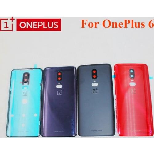 100% Original OnePlus 1+ 6 Back Battery Cover Glass Housing Cover Door Rear Case Replace + Camera Lens & Stickers For One Plus 6