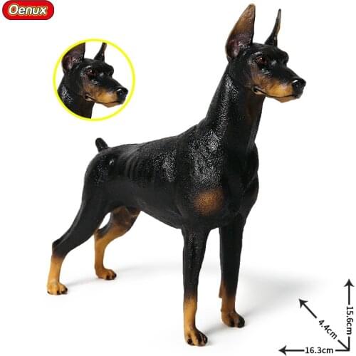 16.3*4.4*15.6CM Children Simulation Static Solid Doberman Model Wild Animal Dog Large Yellow Doberman Toy