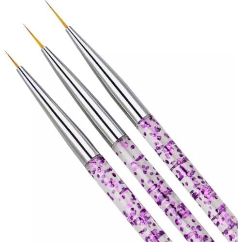 3pcs/Set Nail Art Line Painting Pen Slim 3D Tips Acrylic UV Gel Brushes Drawing Colorful Line Grid Design Nail Manicure Tools