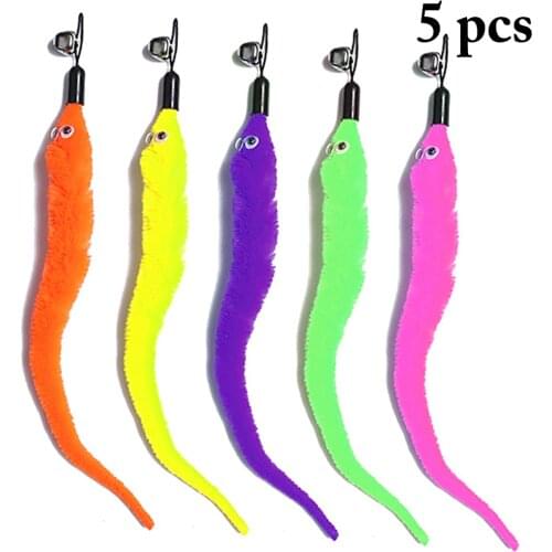 5pcs Cat Teaser Interactive Cat Funny Training Playing Toy Cat Plush Toy with Bell Cat Toy Plush Replacement Kitten Cat Toys