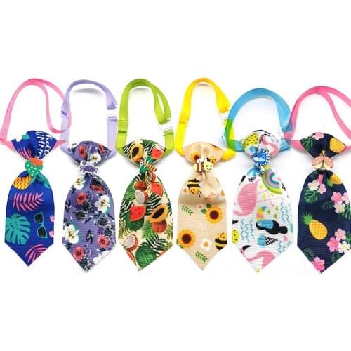 50/100pcs Animal Pattern Puppy Dog Necktie Adjustable Pet Collar Dog Bow Tie Necktie for Small Medium Dog Grooming Accessories