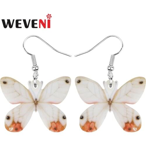 WEVENI Acrylic Gray Apollo Mountain Butterfly Earrings Lovely Big Insect Animal Dangle Drop Jewelry For Women Girls Accessories