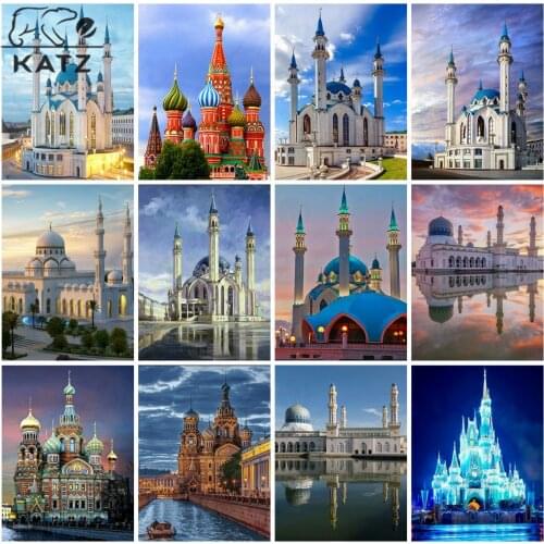 Islamic Castle Diamond Painting Landscape Embroidery Crossing Diy Building Diamond Mosaic Art Gift Cross Stitch Home Decoration