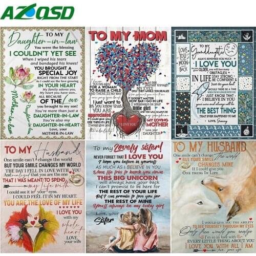 AZQSD 5D DIY Diamond Embroidery Text Mosaic Handmade Gift Diamond Painting Landscape Needlework Home Decoration Full Drill