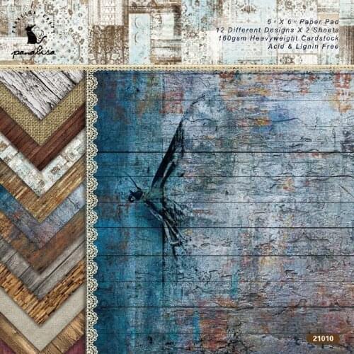 Panalisacraft 24 sheets 6"X6" wood patterned paper pad Scrapbooking paper pack handmade craft paper craft Background pad card