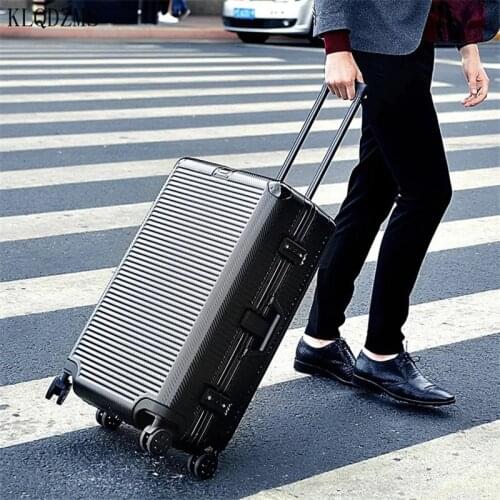 KLQDZMS 20/24/26/29inch high quality aluminum frame rolling luggage spinner high capacity business travel suitcase on wheels