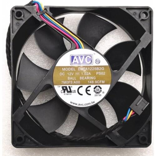 DATA1225B2G PS02 New For AVC 12025 12cm Fan Double Ball 4-Wire 12V 1.02A 4300RPM 148.9CFM