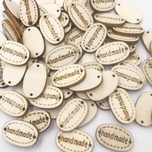 50pcs 2 Holes Oval Shaped Wooden Button Label For Clothes DIY Decoration Sewing Accessories WB759