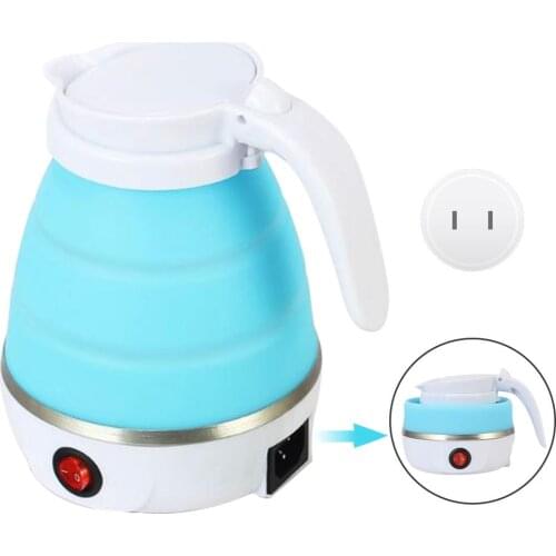 Electric Kettle Foldable Silicone Portable Water Kettle 600ml Mini Small Electric Kettles Travel Water Boiler Camping Kettle