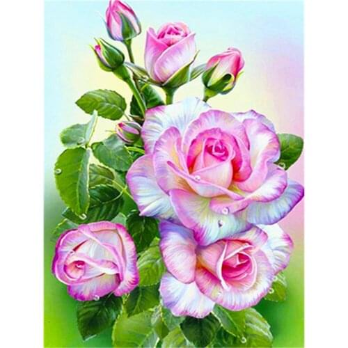 Flower Printed Canvas 11CT Cross-Stitch DIY Embroidery Complete Kit DMC Threads Painting Craft Needlework Wholesale