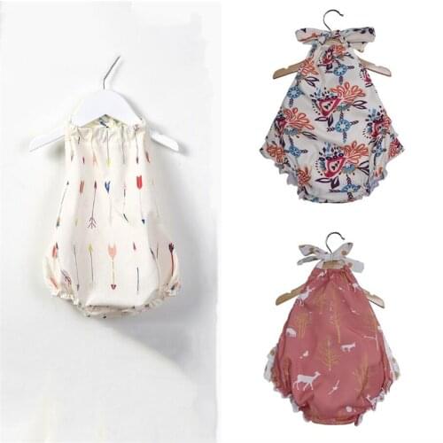 Newborn Infant Baby Girls Boys Printed Halter Romper Sleeveless Jumpsuit Body Baby Girls Boys Clothes Body Kids Clothes