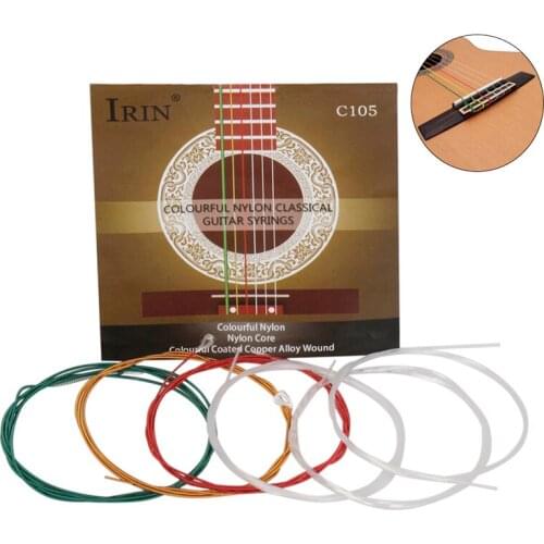 C105 High Quality Colorful Rainbow Acoustic Classical Guitar String Set(.028-.043) Nylon Core Colorful Coated Copper Alloy Wound