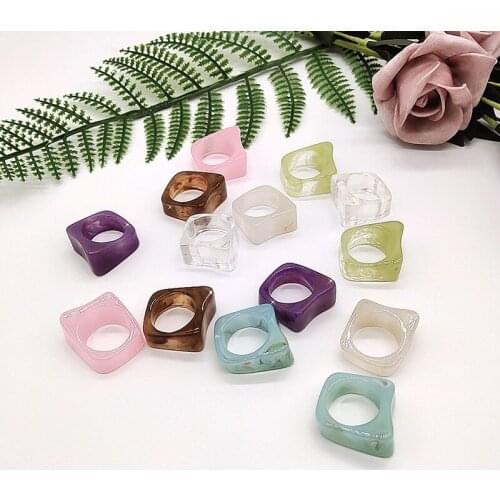 Korea Acrylic Elegant Rings Women Minimalist Transparent Resin Finger Ring For Teen Girls Simple Multicolor Vintage Accessories