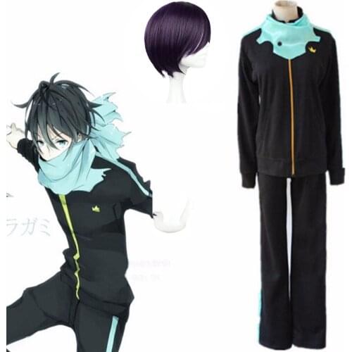 Anime Noragami Yato Yukine Cosplay Costume Halloween Party Jackets Pants Scarf Wig High Quality Set of Sportswear