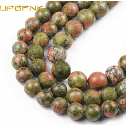 UPGFNK Natural Unakite Stone Beads Round Loose Spacers Beads For Jewelry Making DIY Bracelet Necklace Accessories 4/6/8/10/12mm