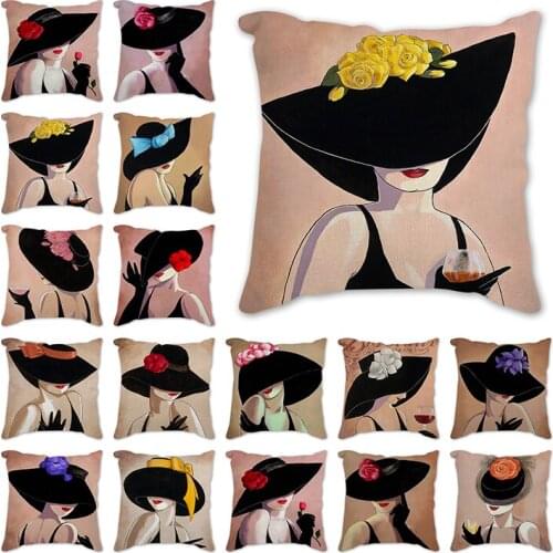 Cartoon woman Polyester Christmas Color Pillow Cover Sofa Cushion Home Decorative Pillows Cover Pillowcase Cushion Covers