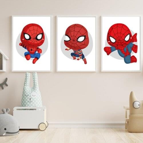 Cartoon Spiderman Marvel Canvas Painting Superhero Nursery Wall Art Posters and Prints Baby Kid Bedroom Playroom Home Decoration