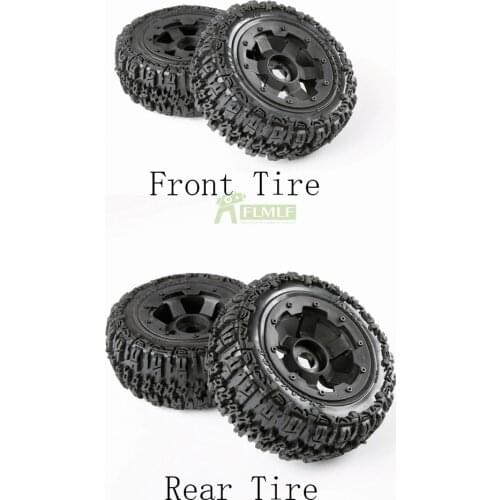 Knobby Tire Front or Rear Wheel Tyres Assembly Set Fit for 1/5 HPI ROFUN ROVAN KM BAJA 5T