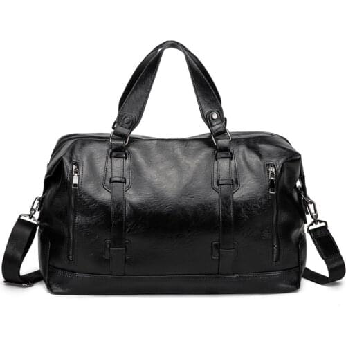 New Pu Korean travel handbag large capacity portable shoulder bag leather men bags