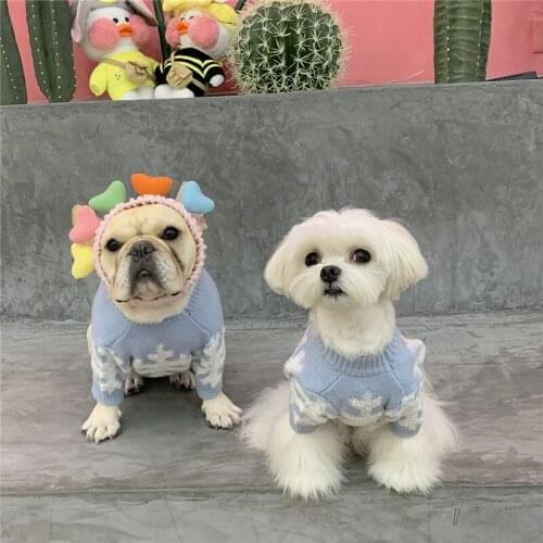 New Autumn Winter Pet Sweater Dog Cat Snowflake Print Sweater Warm Comfortable Fighting Corgi Schnauzer Clothing Puppy Clothes